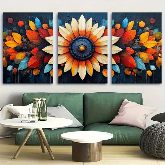 3pcs Showcasing Harmony And Vibrant Colors Metal Print Ready to Hang Art