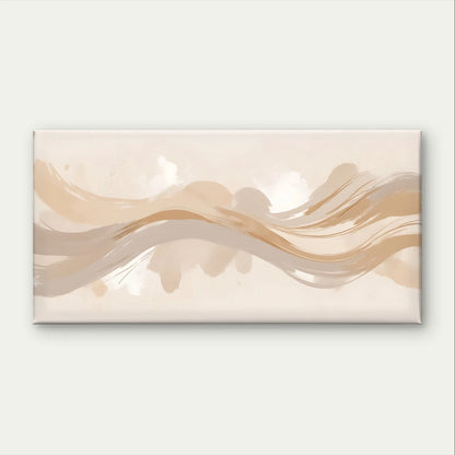 Neutral Beige Brush Stroke Waves Wall Art Canvas Office Home Framed 120x60cm