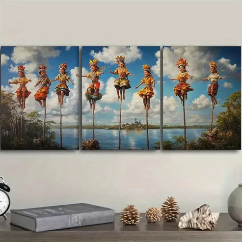 3pcs Walk on stilts Wall Art Set Canvas Unframed - High Quality Print 100% Australian Made Wall Canvas