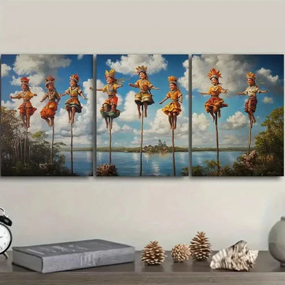 3pcs Walk on stilts Wall Art Set Canvas Unframed - High Quality Print 100% Australian Made Wall Canvas