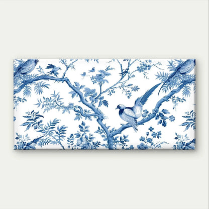 Vintage Blue and White Porcelain Wall Art Canvas Office Home Framed 120x60cm