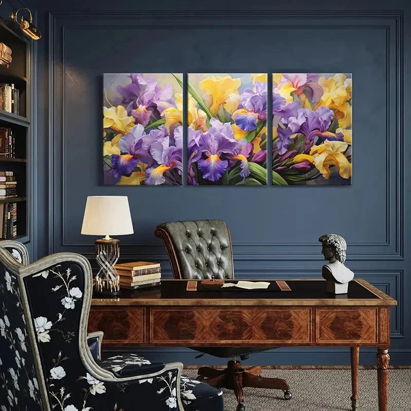 3pcs Vibrant Irises Colorful Floral Art Nature's Metal Print Ready to Hang Art