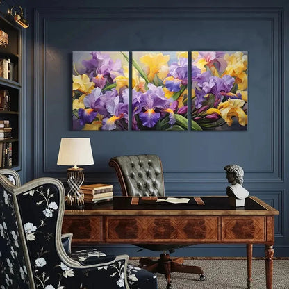 3pcs Vibrant Irises Colorful Floral Art Nature's Metal Print Ready to Hang Art