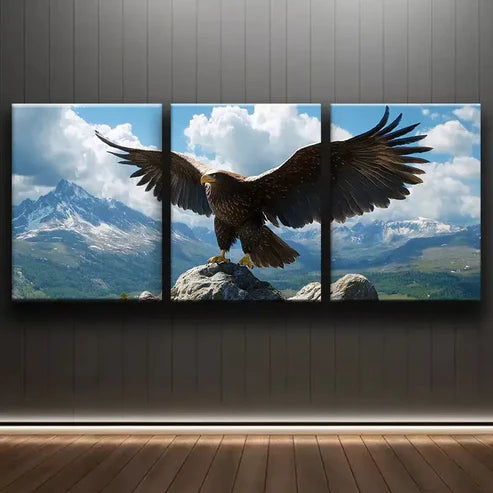 3pcs Majestic Eagle Spread Wings Canvas Framed 60x90cm - High Quality Print 100% Australian Made Wall Canvas Ready to Hang