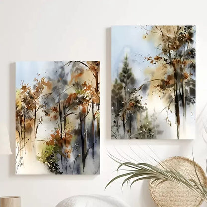 2pcs Forest Nature Abstract Landscape Tree Woodland Framed 50x75cm - High Quality Print 100% Australian Made Wall Canvas Ready to Hang