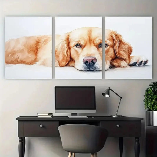 3pcs Dog Portrait Golden Retriever Memorial Metal Print Ready to Hang Art
