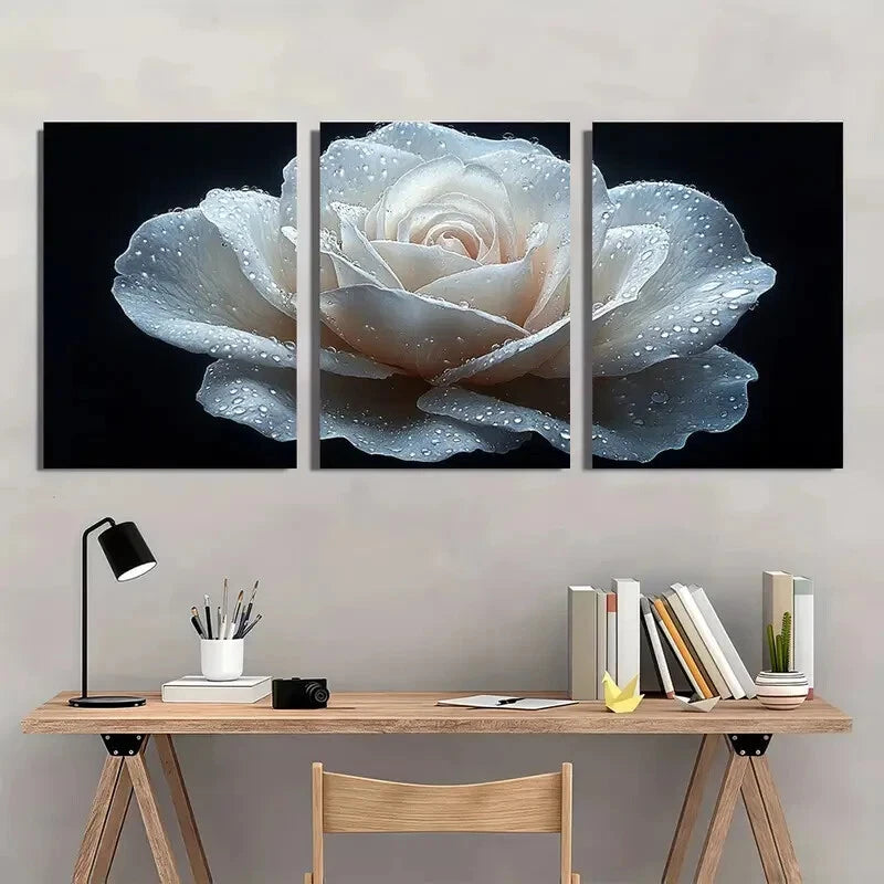 3pcs Painting Print Flower Art Rose Painting Metal Print Ready to Hang Art