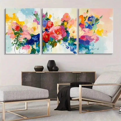 3pcs Watercolor Style Blooming Flowers Artistic Metal Print Ready to Hang Art