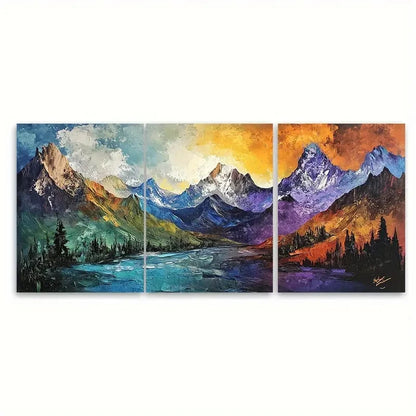 3pcs Surreal Mountains Nature Abstract Landscape Wall Art Set Canvas Framed 60x90cm - High Quality Print 100% Australian Made Wall Canvas Ready to Hang