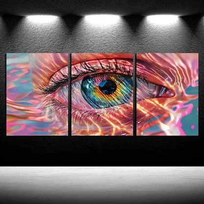 3pcs Beautiful Vibrant Eyes Glimpsing Metal Print Ready to Hang Art