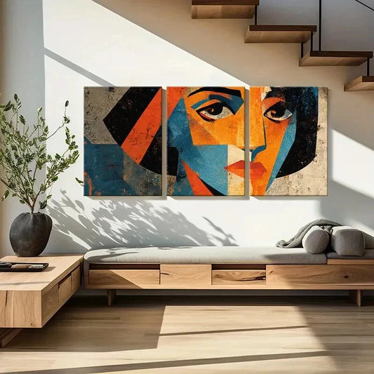 3pcs Geometric Design Vibrant Colors Abstract Art Metal Print Ready to Hang Art
