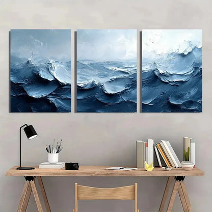 3pcs Gray and White Textured Abstract Painting Metal Print Ready to Hang Art