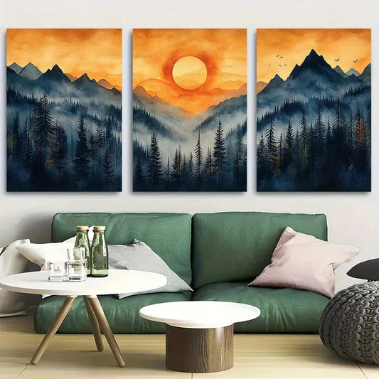 3pcs Northern Cascade Range Landscape Metal Print Ready to Hang Art