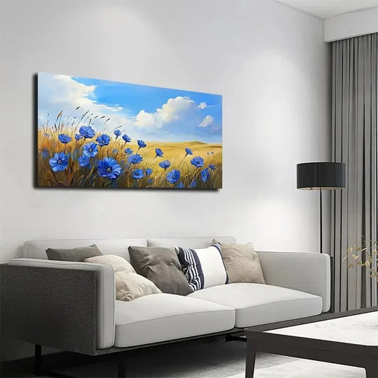 Serene Beach Blue Ocean  Wall Art wall canvas office home room framed 120x60cm