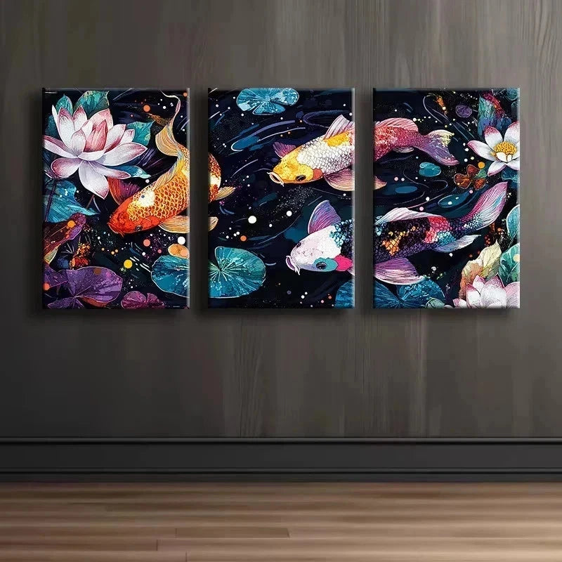 3pcs Blue square Abstract Illustration Metal Print Ready to Hang Art