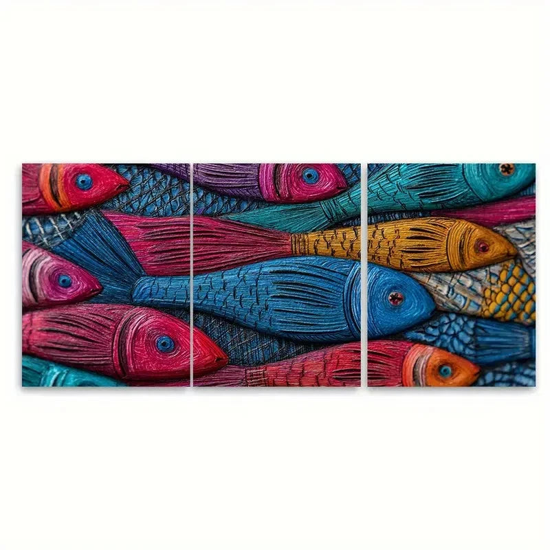 3pcs Mombasa Fish Kenya Travel Marine Print Wall Art Set Canvas Framed 60x90cm - High Quality Print 100% Australian Made Wall Canvas Ready to Hang