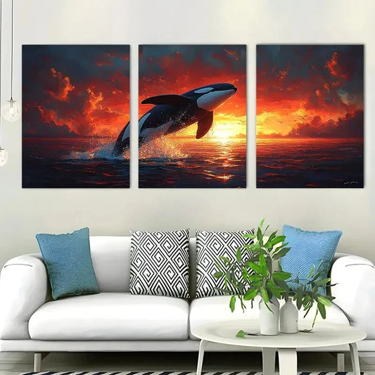 3pcs Majestic Ocean Scene Sunset Perfect Wall Art Set Canvas Framed 40x60cm - High Quality Print 100% Australian Made Wall Canvas Ready to Hang