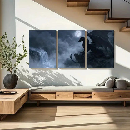 3pcs Mystical Dragon Art Fantasy Landscape Metal Print Ready to Hang Art
