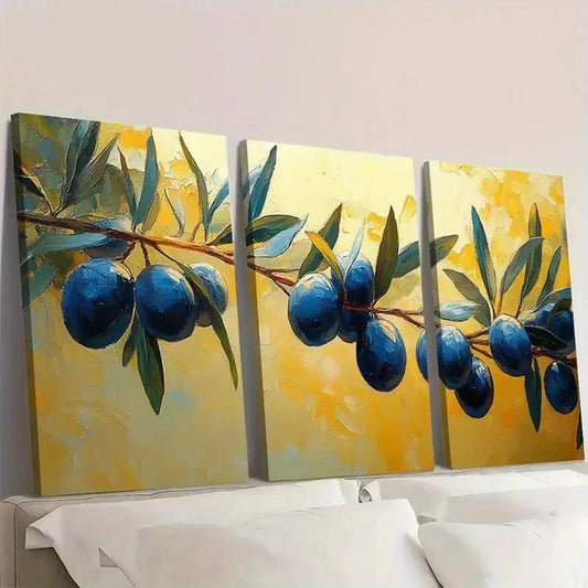 3pcs Botanical Art Olive Tree ju Wall Art Set Canvas Framed 60x90cm - High Quality Print 100% Australian Made Wall Canvas Ready to Hang