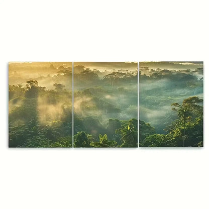 3pcs Lush Canopy & Misty Mountains Design Metal Print Ready to Hang Art