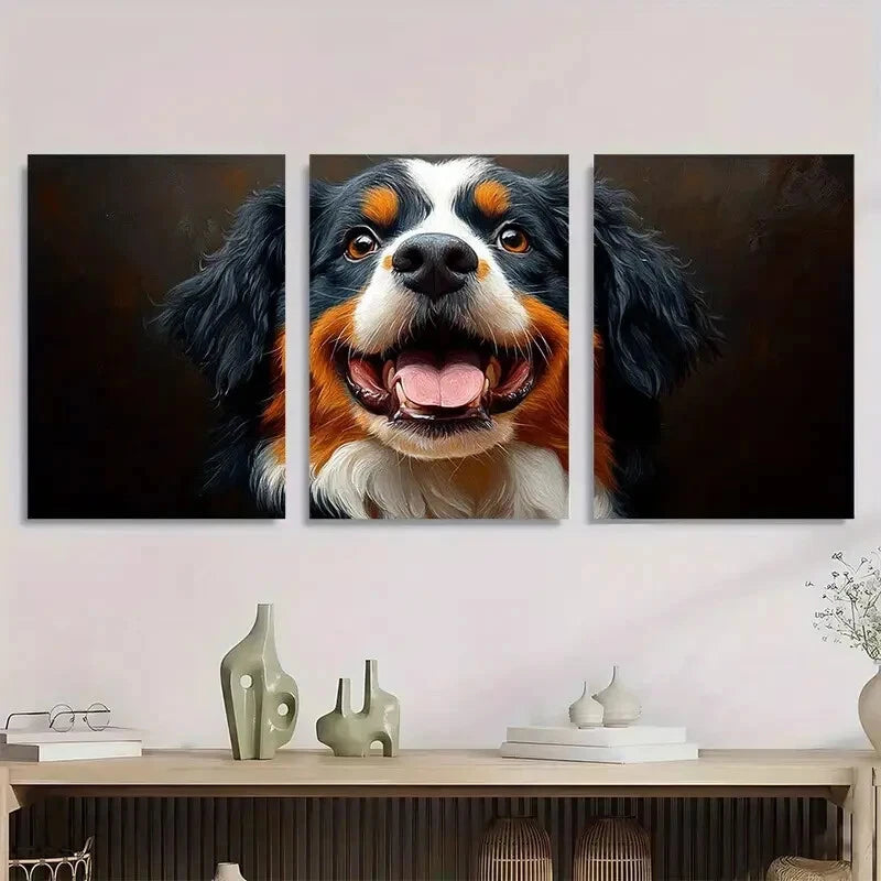 3pcs Bernese Mountain Puppy Vibrant Metal Print Ready to Hang Art