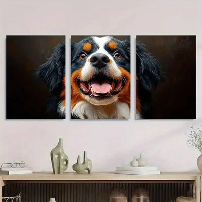 3pcs Bernese Mountain Puppy Vibrant Metal Print Ready to Hang Art