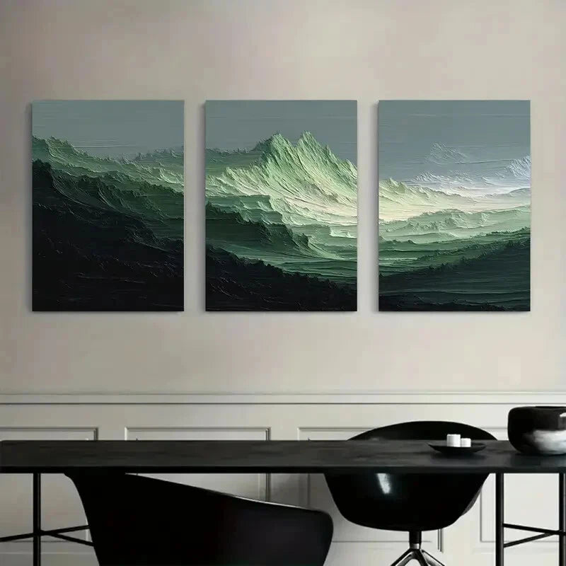 3pcs Modern Abstract Mountain & Hills Design Metal Print Ready to Hang Art