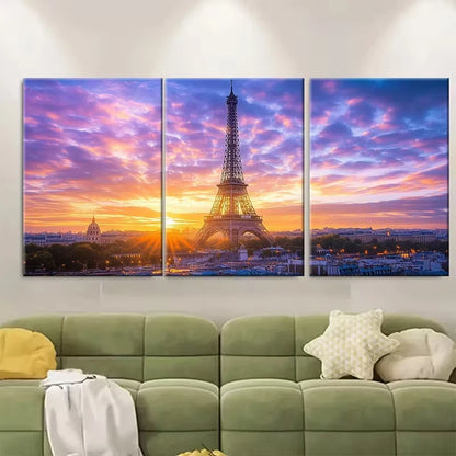 3pcs Elegant Paris and France Prints Landscape Metal Print Ready to Hang Art