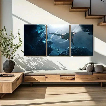 3pcs Space Fantasy Theme Modern Sci-Fi Universe  Wall Art Set Canvas Framed 40x60cm - High Quality Print 100% Australian Made Wall Canvas Ready to Hang
