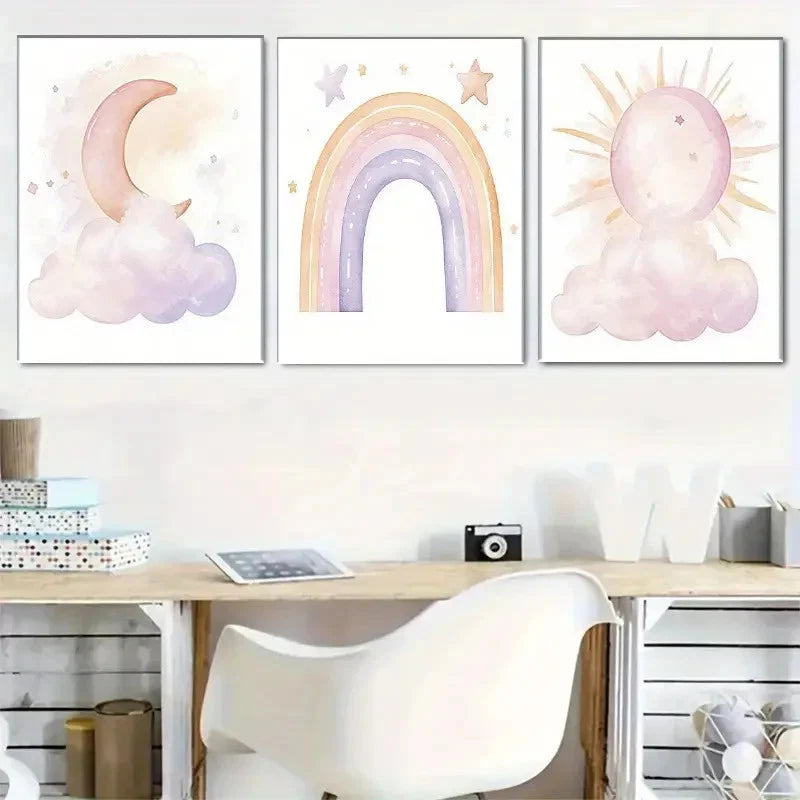 3pcs Essential for Cozy and Playful Spaces Metal Print Ready to Hang Art