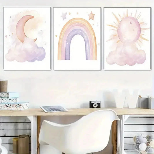 3pcs Essential for Cozy and Playful Spaces Metal Print Ready to Hang Art