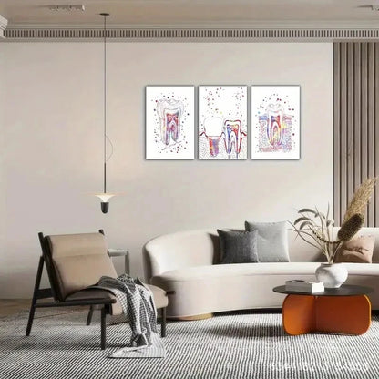 3pcs Tooth Art Decorative Poster Colorful Metal Print Ready to Hang Art