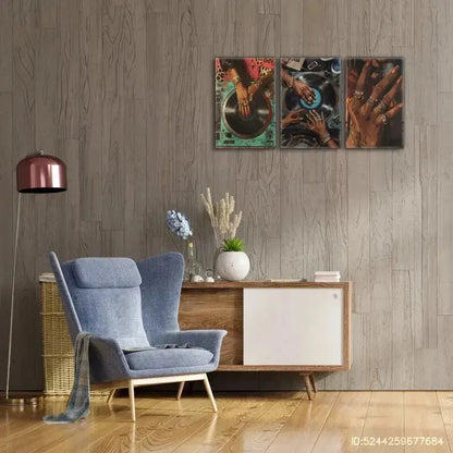 3pcs Prints Vinyl Record Art Poster Luxury Music Art Metal Print Ready to Hang