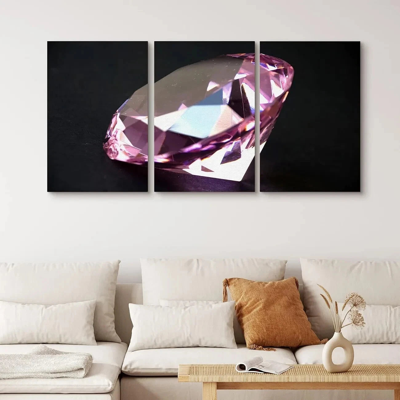 3pcs Chic Colorful Pink Geometric Fashion Metal Print Ready to Hang Art
