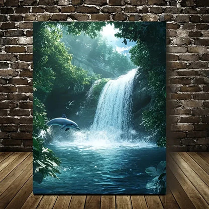 Whimsical Dolphin & Crystal Painting  40x60cm Metal Print Ready to Hang