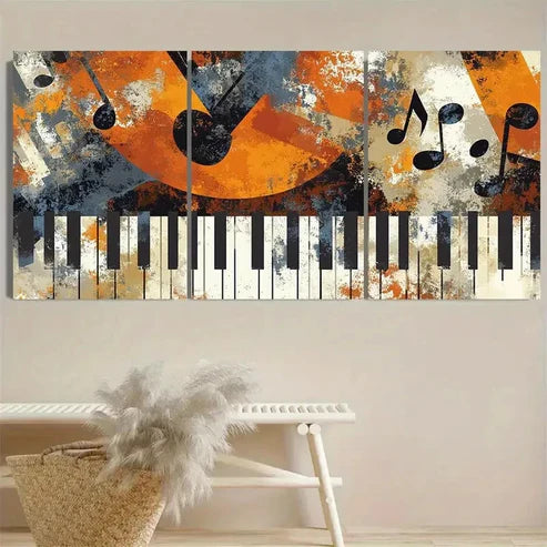 3pcs Music Keys Wall Art Set Canvas Unframed - High Quality Print 100% Australian Made Wall Canvas