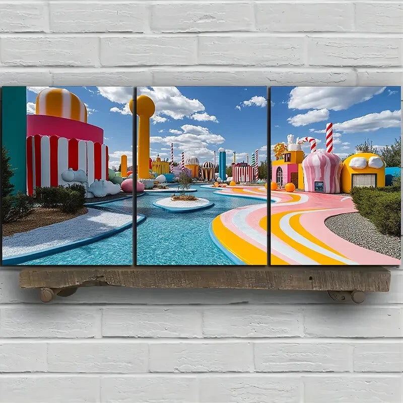 3pcs Ice Cream Candy Paradise Metal Print Ready to Hang Art