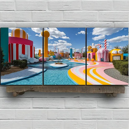 3pcs Ice Cream Candy Paradise Metal Print Ready to Hang Art
