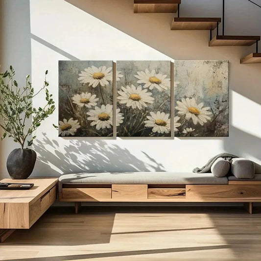 3pcs Flowers Wildflowers Pastoral Scene Metal Print Ready to Hang Art