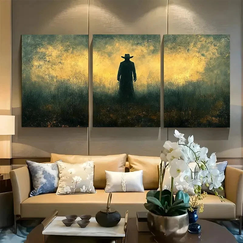 3pcs Wild Western Halloween Cowboy Metal Print Ready to Hang Art