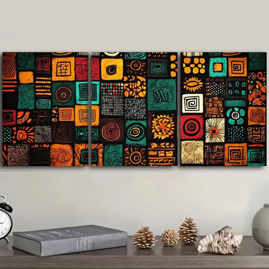 3pcs African Patterns for Home Painting Metal Print Ready to Hang Art