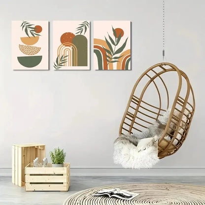 3pcs Mid Century Art Prints Boho Abstract Wall Metal Print Ready to Hang Art