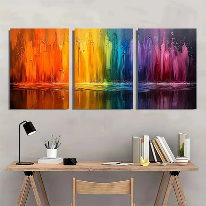 3pcs Light Abstract Ink Splatter Colorful Metal Print Ready to Hang Art