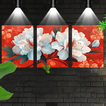 3pcs Vibrant Azalea Lush Floral Wall Art Metal Print Ready to Hang Art