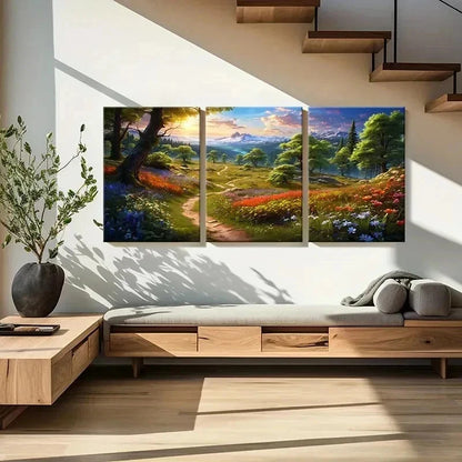 3pcs Fantasy Natural Landscape Anime Style Wall Art Set Canvas Framed 40x60cm - High Quality Print 100% Australian Made Wall Canvas Ready to Hang
