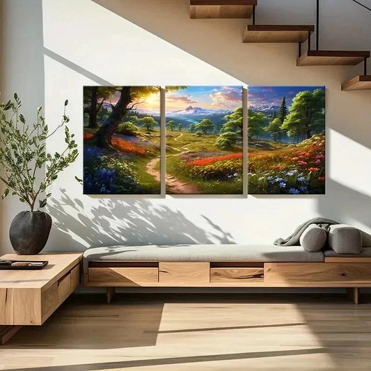3pcs Fantasy Natural Landscape Anime Style Wall Art Set Canvas Framed 40x60cm - High Quality Print 100% Australian Made Wall Canvas Ready to Hang
