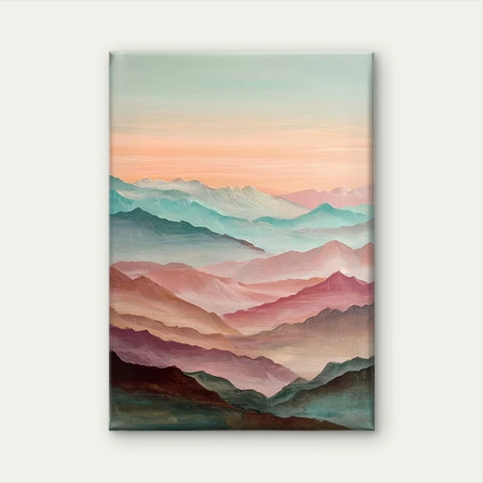Pastel Mountain Watercolor Painting Metal Print Ready to Hang