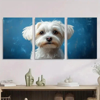 3pcs Adorable Maltese Dog Bohemian Metal Print Ready to Hang Art