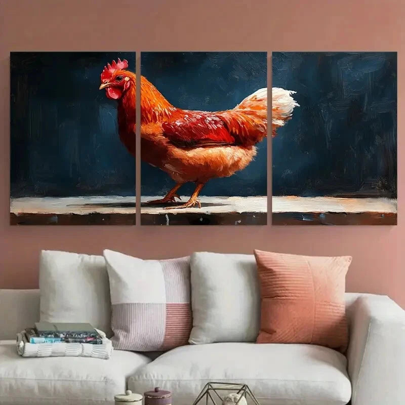 3pcs Chicken Hen Farm Animal Bird Metal Print Ready to Hang Art