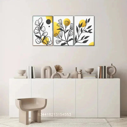 3pcs Artistic Premium Leaves Decoration Metal Print Ready to Hang Art